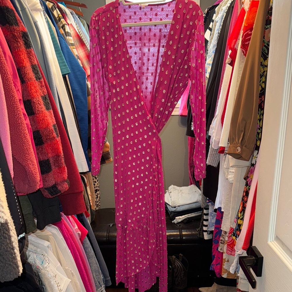 Pink Polka Dot Wrap Dress